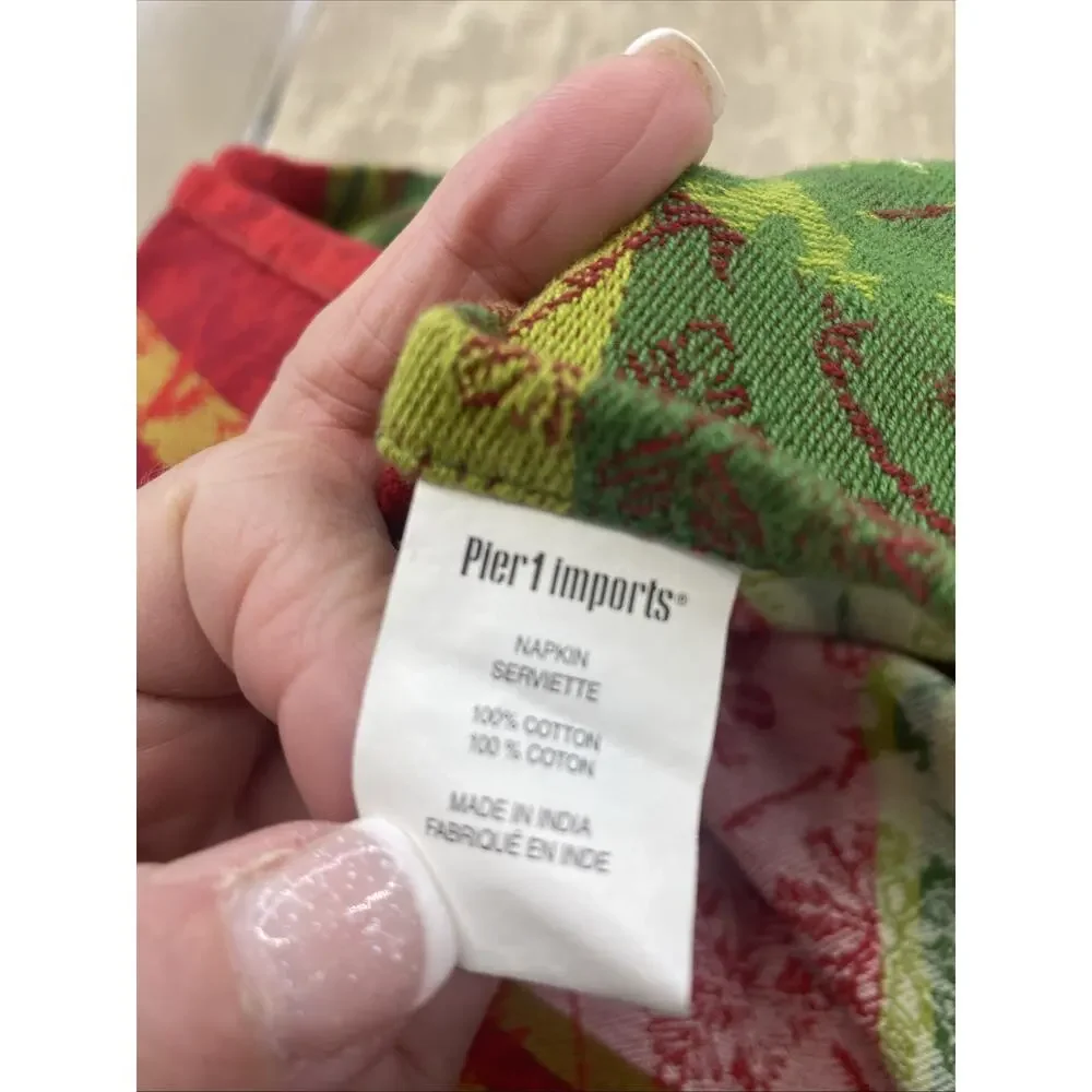 Pier 1 Imports Christmas Red/Green Deer Cloth Placemats - Set of 2